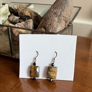 Elegant Brown/Black Stone Drop Earrings
